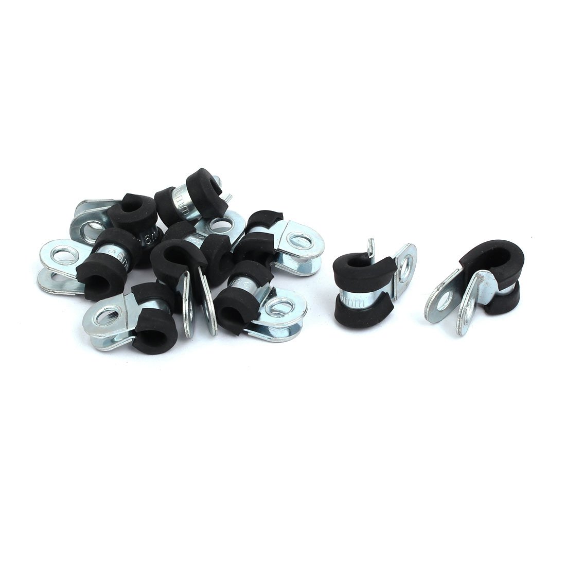 Sourcingmap 6mm Dia Rubber Lined R Shaped Zinc Plated Pipe Clip Cable Clamp 10pcs