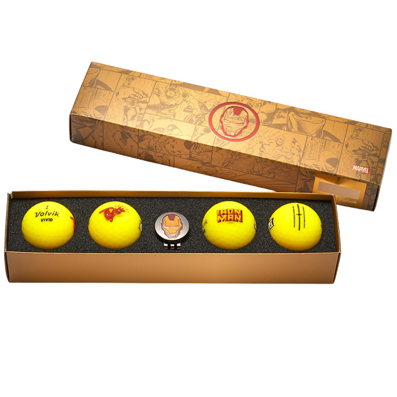 Volvik Vivid Golf Love Gift Set (4 x balls, 1 x ball marker, 2 x tees), Red/White