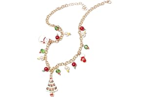 Christmas Necklace for Women Christmas Jingle Bell Necklace Xmas Wreath Bell Present Bow Pendant Necklace Cute Christmas Jewe