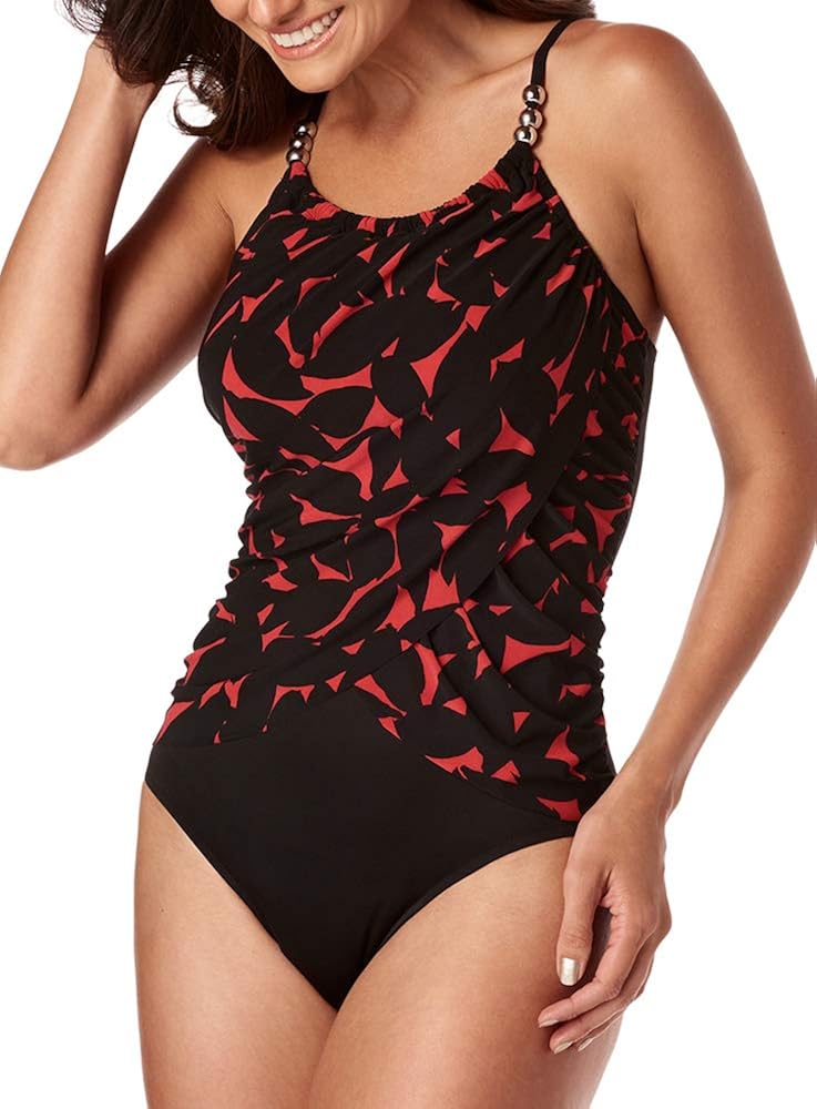 slimming draped one piece swimsuit