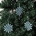 Sea Team Plastic Christmas Glitter Snowflake Ornaments Christmas Tree Decorations, 4-inch, Set of 36, Babyblue