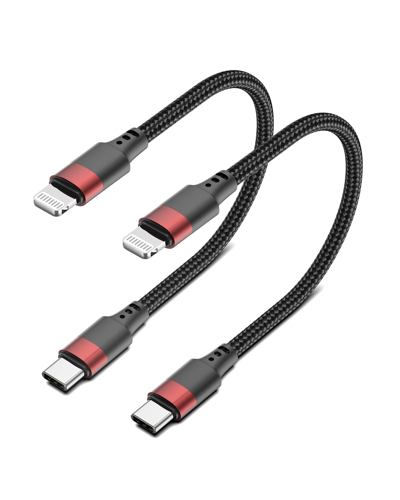 Photo 1 of 1ft USB C to Lightning Cable, 2 Pack PD Fast Charging [MFi Certified] Short USB C iPhone Charger Cord, Braided 12 inch USBC to Lightning Cable for iPhone 14/13/12/11 Pro Max/XR/XS/SE/AirPods