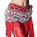 ZLTdream Women's Belly Dance Wave Shape Hip Scarf With Silver Coins Red