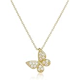 Bmpzery 14K Gold Butterfly Necklace,Butterfly Jewelry for Women Necklaces,Charm Necklace for Women Animal Shape Jewelry Accessories,Gifts to Women Birthday Party Festival Necklaces Accessories