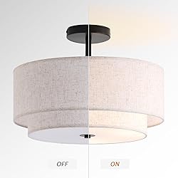 CALOKES 16" Double Drum 3-Light Semi Flush Mount