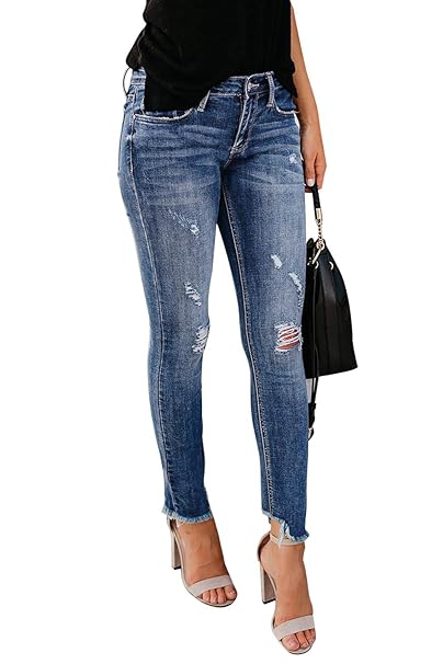 Yidarton Jeans Damen Jeanshosen Röhrenjeans Skinny Slim Fit Stretch Stylische Boyfriend Jeans Zerrissene Destroyed Jeans Hose