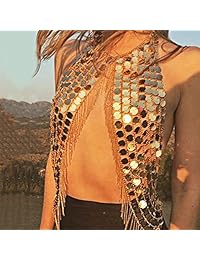 DOTASI - Blusa halter de cadena con espalda descubierta para mujer con cadena de lentejuelas, aleación, EagleUS