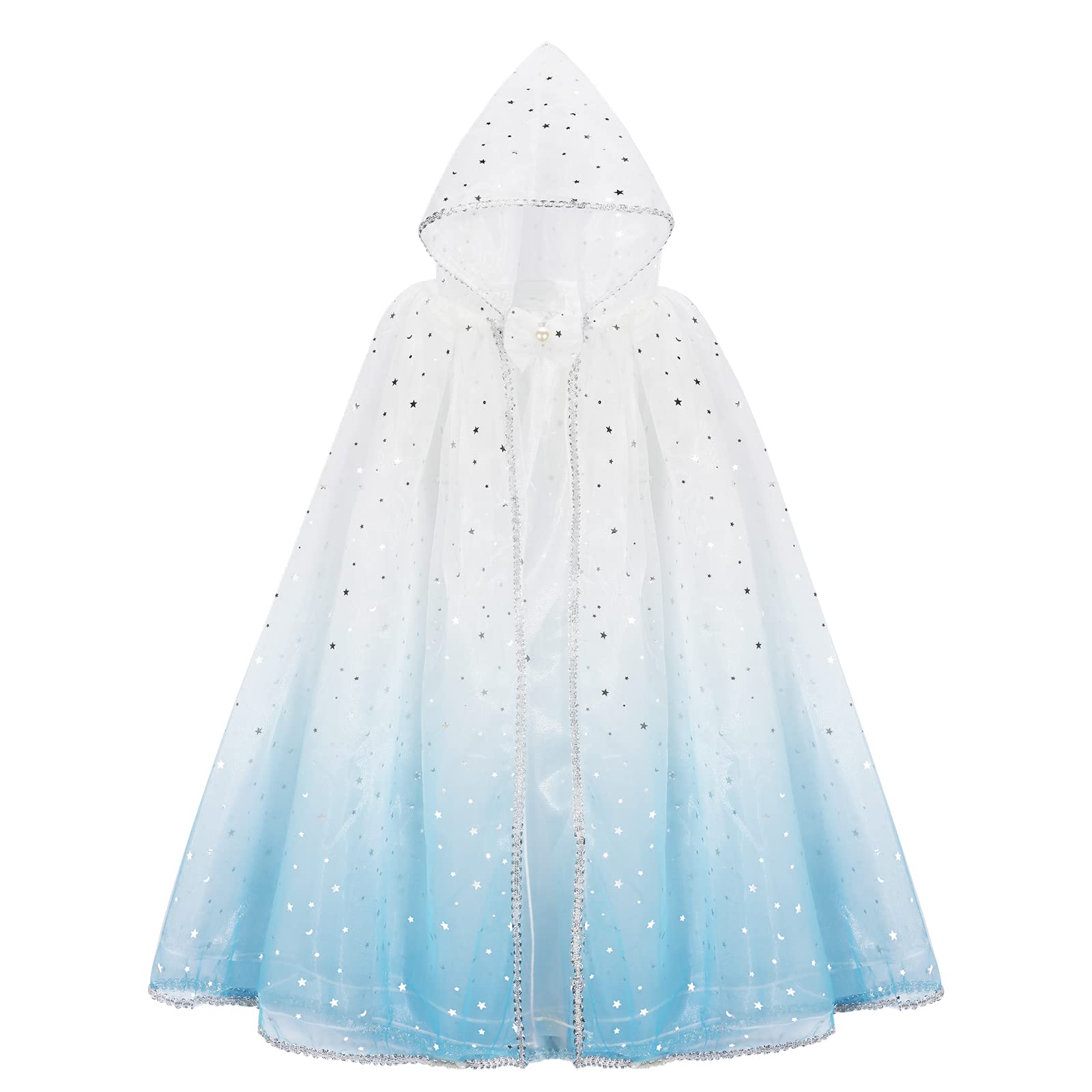 XEPST Princess Hooded Cape - Gradient Sparkling Sequins Cape - Fancy Dress Accessories - Girl's Dress Up