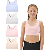 Sascina Girls Soft Training Bras 7-12 Seamless First Bra Girls Sports Bras Longline Crop - No Pads, Chest Double Lined