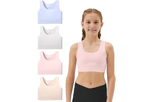 Sascina Girls Soft Training Bras 7-12 Seamless First Bra Girls Sports Bras Longline Crop Bra - No Pads, Chest Double Lined