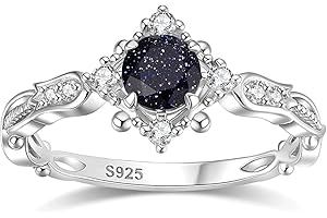 YESLADY London Blue Topaz Engagement Ring for Women Created Emerald Rose Quartz Moss Agate Blue Sandstone Birthstone Wedding Anniversary Jewelry