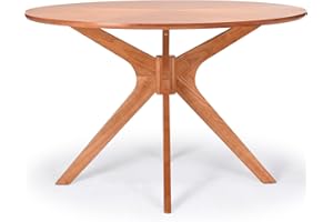 Soohow 49'' Round Dining Table Dining Room Table for 4-6 People,Kitchen Table Round Solid Wood Dining Table with Intersecting Pedestal Base,Nature