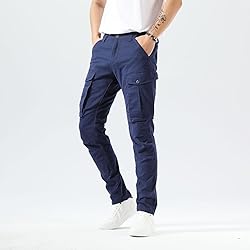 Plaid&Plain Men's and Women's Navy Blue Cargo Pants