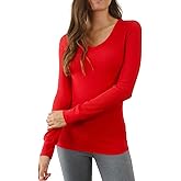 Pure Look Women's Long Sleeve Waffle Knit Stretch Cotton Thermal Underwear Shirt