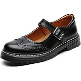 Mary Jane Shoes Women Platform Non-Slip Classics Round Toe Ankle Strap Comfort Casual Oxford Dress Work Mary Jane Flat Shoes