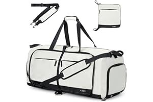 Lekesky Travel Duffel Bag Bag for Women 80L Large Duffel Bag Foldable Weekender Bag with Shoes Compartment(02White)
