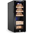FoMup Electric Cooler Cabinet 35L with Temperature and Humidity Control, Spanish Cedar Wood Shelves and Safety Lock (270 Counts Capacity), Gift for Men