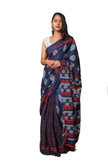 Multi Cotton Hand Block Printed Saree