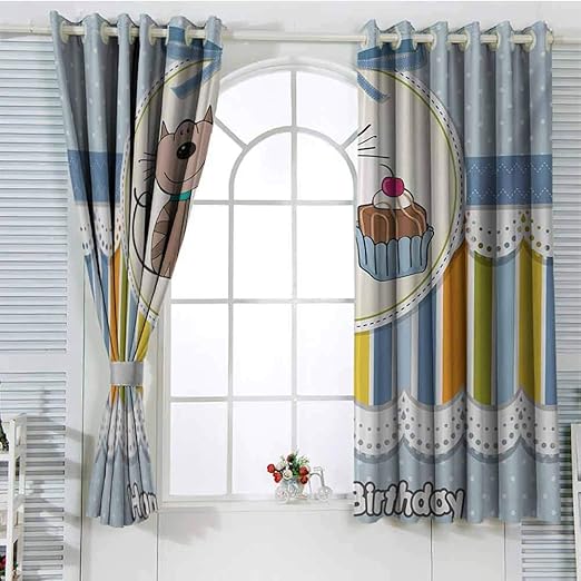 Amazon Com Jinguizi Kids Birthday Curtains For Bedroom Grommet