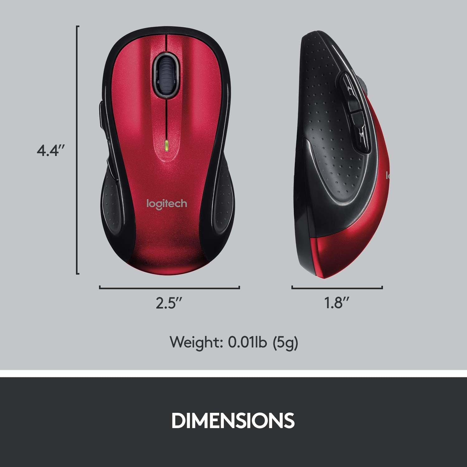 Logitech M510 Wireless Computer Mouse – Comfortable Shape with USB Unifying Receiver, with Back/Forward Buttons and Side-to-Side Scrolling - Red: Computers & Accessories
