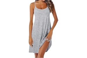 BCDlily Sleepwear for Women Built-in Shelf Bra Chemise with Adjustable Spaghetti Straps Slip Dress Nightgown Loungwear