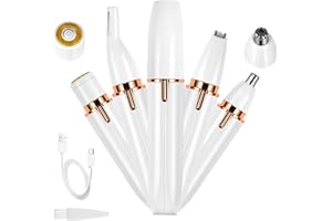 Hicdaw Electric Razors for Women 4 in 1 Bikini Trimmer Pubic Hair Face Shavers Nose Hair Trimmer Arm Legs Underarm Eyebrows Electric Trimmer (4 in 1 White B)