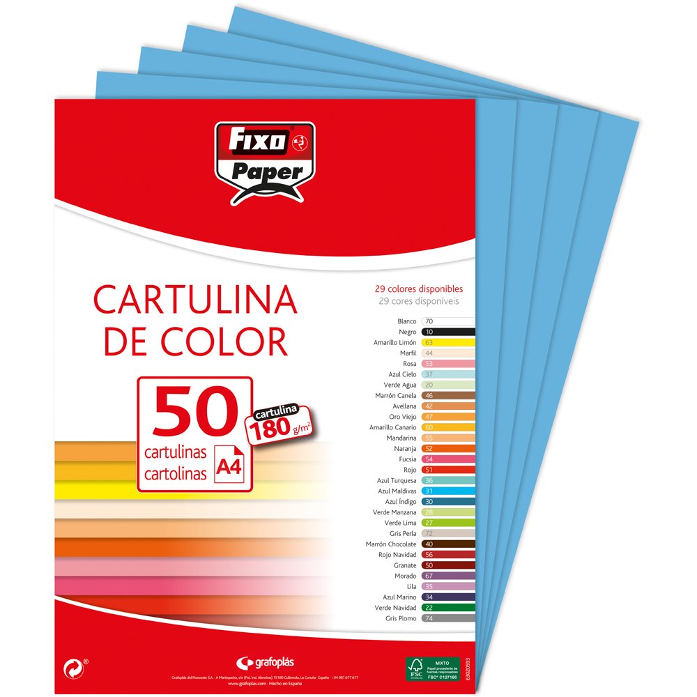 Fixo 11110331 – Pack of 50 Card, A4, Light Blue