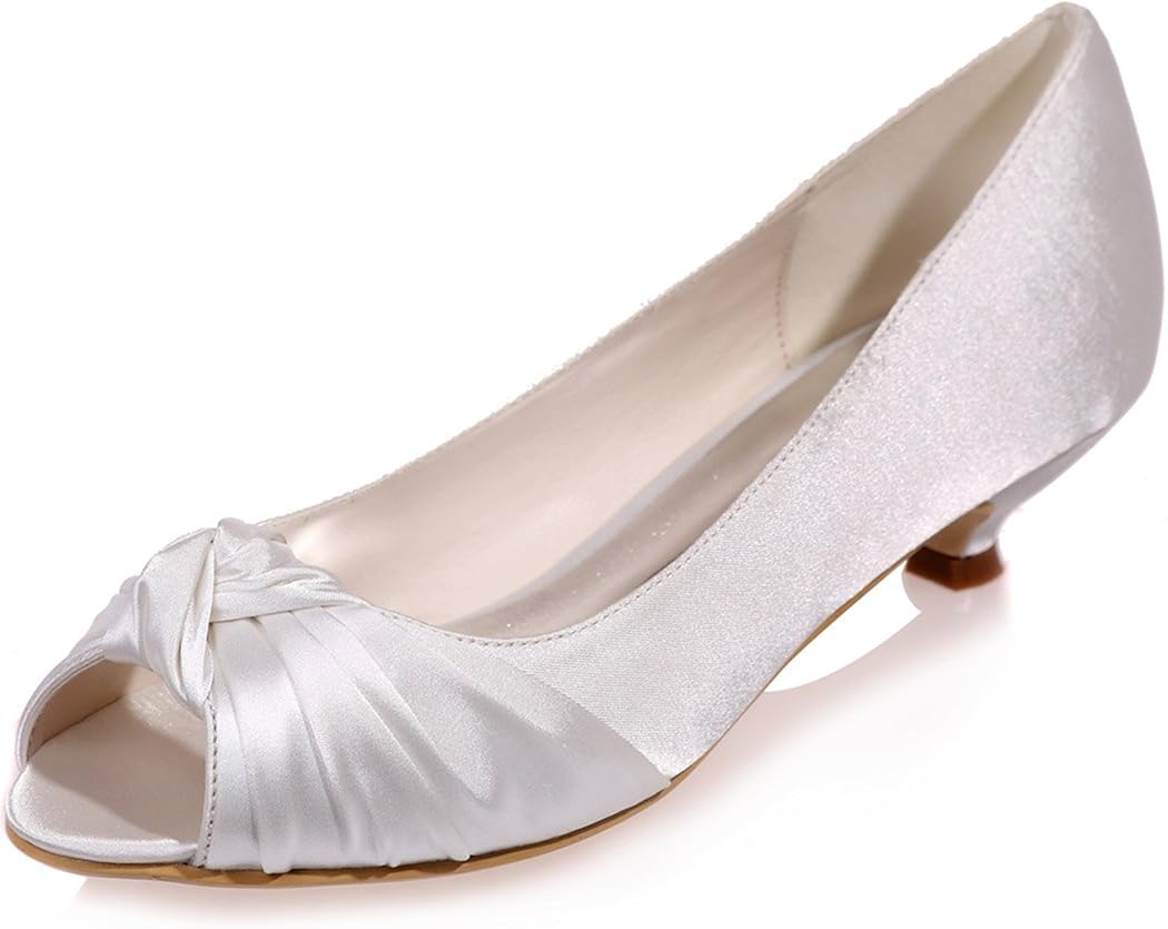 Clearbridal Women S Satin Wedding Bridal Shoes Open Peep Toe Low