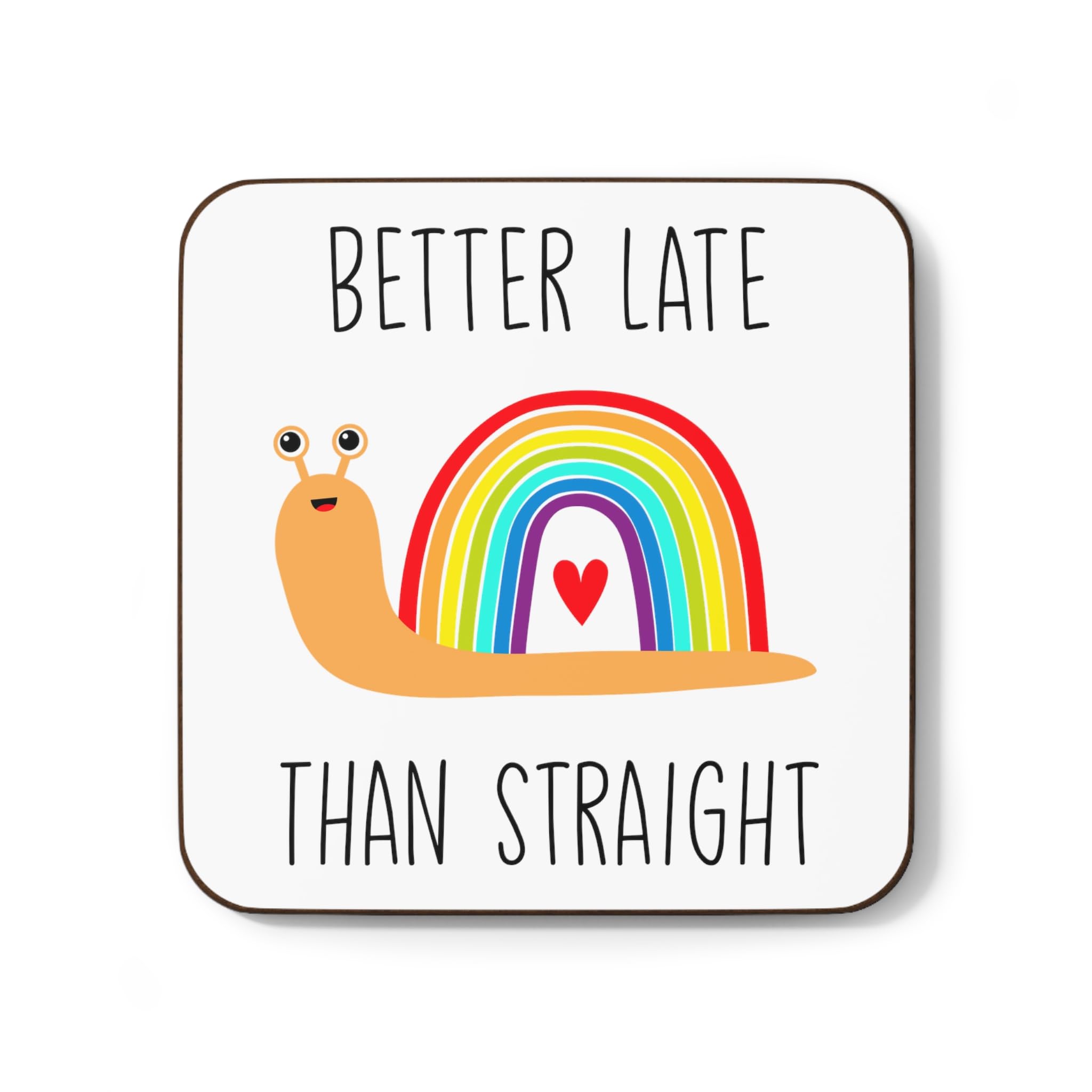Plumfoolery Better Late Than Straight Mug Rainbow Funny LGBTQ Pride Gift for Him or Her (Coaster)