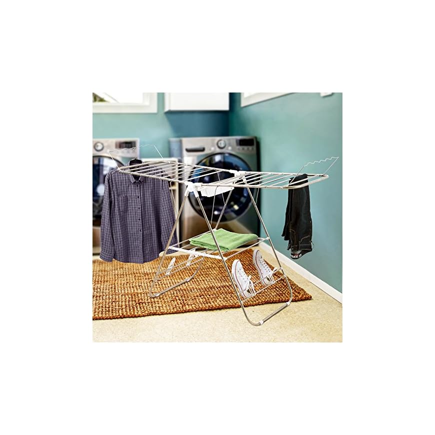 Heavy Duty Laundry Drying Rack Chrome Steel Clothing Shelf for Indoor
