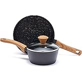 2-Piece Nonstick Cookware Set, 8.5 Inch Frying Pan & 1.43QT Saucepan with Lid | PFAS & PFOA Free Non-Toxic Coating | Induction Compatible, Dishwasher Safe | Pots and Pans Set for Beginner Kitchen