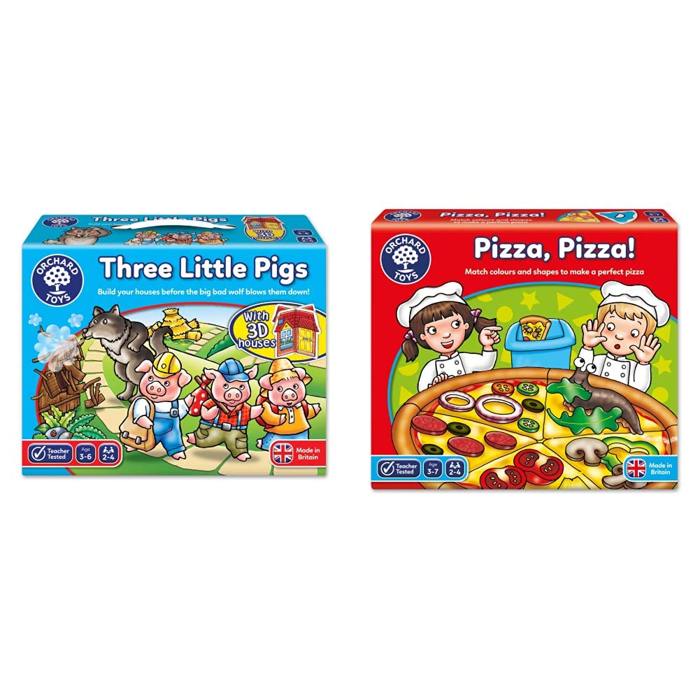 Orchard Toys Three Little Pigs & Pizza! Game - Board Game, Ages 3-6, 2-4 Players