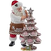 Kurt Adler 10.5" Fabriché™ Santa Decorating Gingerbread Tree, 2-Piece Set.