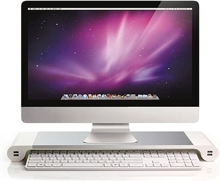 Amazon Angel One 多機能 モニタースタンド 机上台 机上ラック キーボード 収納ラック Pcモニター台 スマホipad充電可能 Usb付き アルミニウム製 電源タップ付き Imac Macbookなどに対応 シルバー キーボードトレイ 文房具 オフィス用品