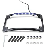 Curved LED License Plate Frame with Light Compatible with Harley Davidson 4" x 7" License Plate (Black)