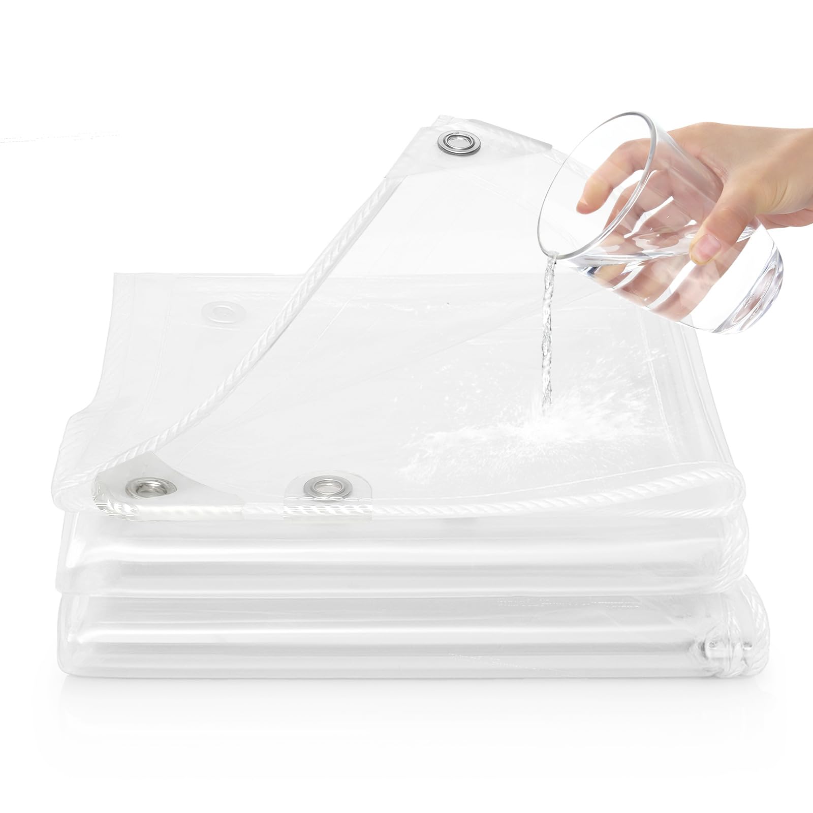 GKXLH Plane Wasserdicht Hochbelastbar - Verbesserte Widerstandsfähige PVC Klar Plane 1.5m x 3m, Dicke 400 g/m² Winddichte Abdeckplane Wasserdicht, Frostbeständige Gartenplane für den Außenbereich 8