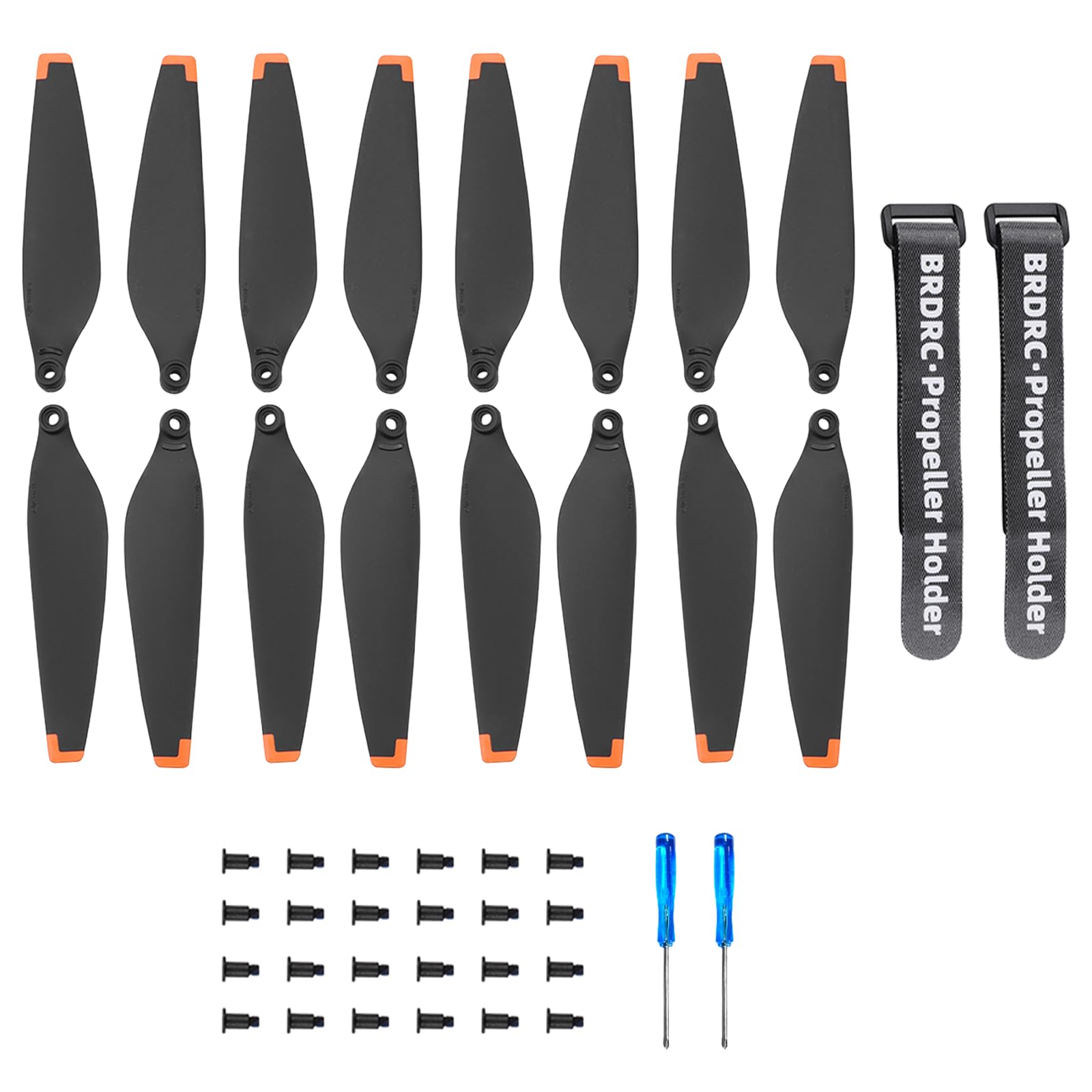 Houjunor Pack of 8 Orange Propellers for DJI Mini 3, Quiet, Stable, Quick Release, with 2 Propeller Fixer Holders