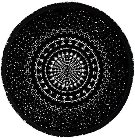Round Towel Black/White Galaxy Round Beach Towel with Tassels Co. Thick Soft & Absorbent Terry Cotton Roundie Blanket 59 inch (Galaxy)
