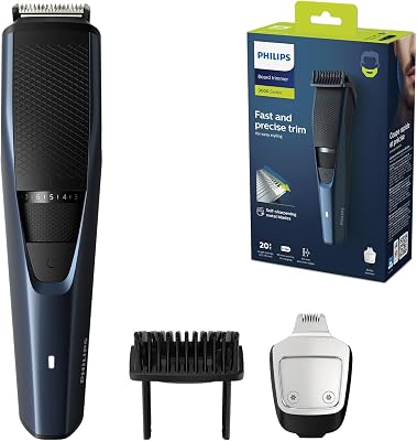 Recortadora de Barba Serie 3000 Para Hombres, 20 Posiciones de Longitud, Lift & Trim, Con Recortador de Precisión. 90 minutos de autonomia, Inalambrico,, BT3238/15, Azul Metal