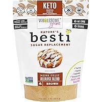 Wholesome Yum Besti Natural Brown Sugar Substitute - Brown Monk Fruit Sweetener With Allulose - Keto, Non GMO, Zero Carb, Zer