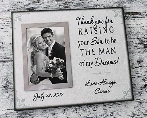 parent wedding gift from daughter in law, personalized wedding picture frame, thank you for raising your son to be the man of my dreams