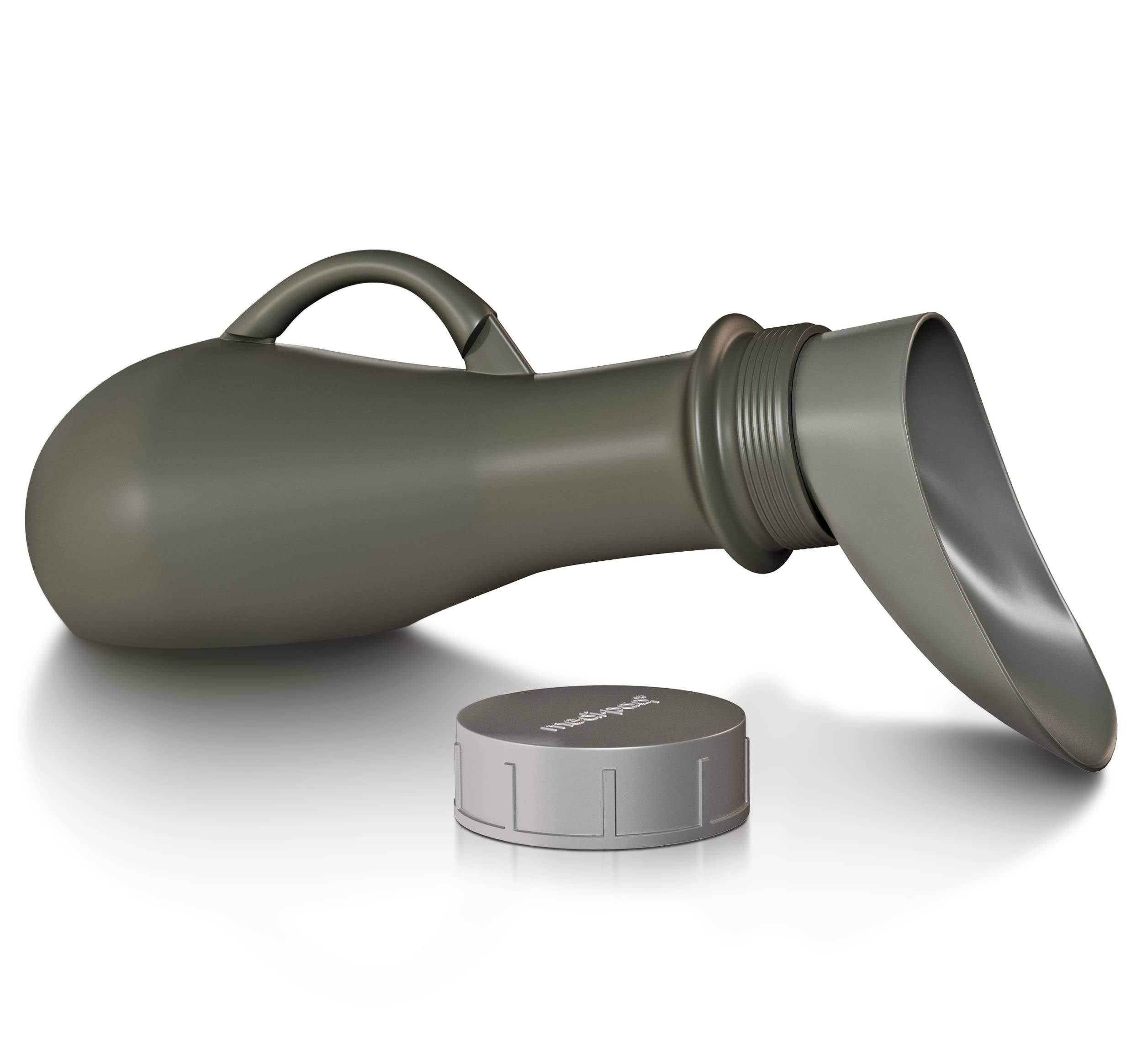 Medipaq Leakproof Portable Urinal Toilet - 1.2L Urine Bottles Male Spill Proof - Urine Bottle with Female Urinal Attachment - Travel Urinal - Female Urine Bottle- Grey/Silver
