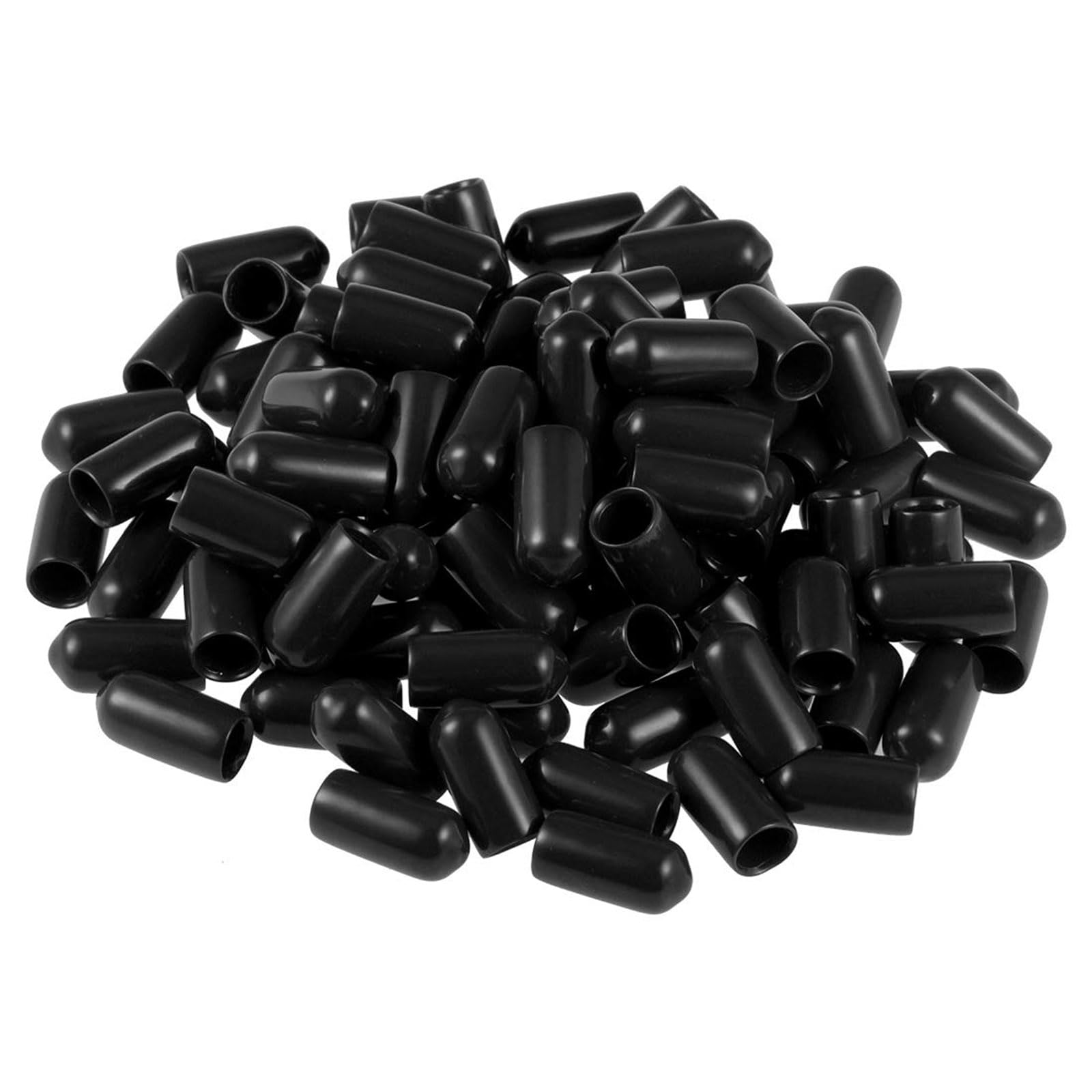 TA-VIGOR 100Pcs Rubber End Caps, 6mm ID Round Flexible Screw End Caps Thread Protectors, Black Vinyl Bolt Covers Rubber Covers for Screws, Tubes, Cables, Wires, etc