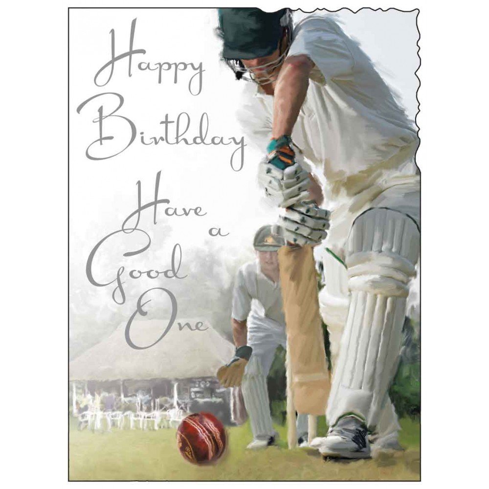 Jonny Javelin Open Male Birthday Card - Cricket Match 7.25" x 5.5" Code V205