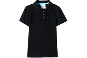 Mud Kingdom Girls Short Sleeve Ruffle Pique Polo Uniform Top Stretch Lightweight