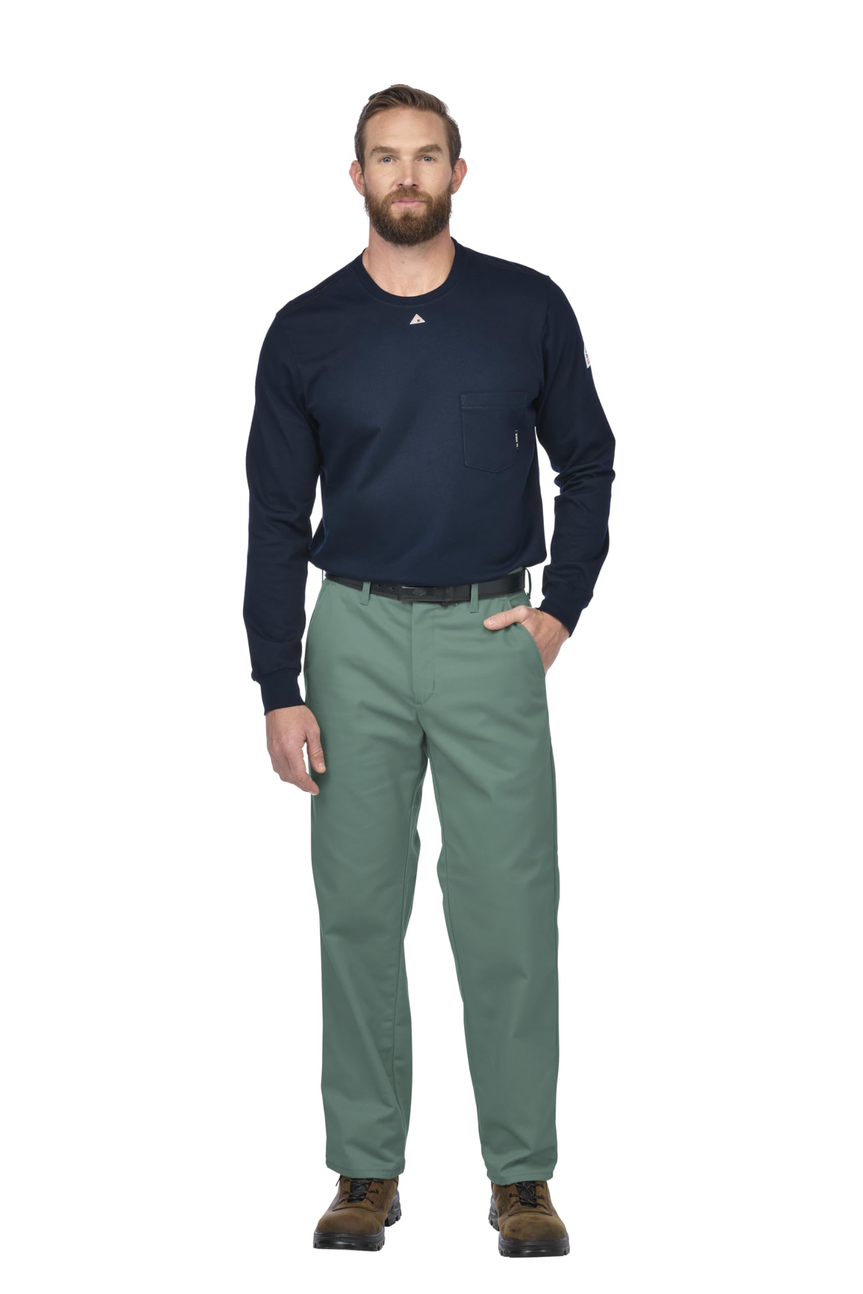 Bulwark Men’s Flame Resistant 9 oz Twill Cotton Work Pant, Visual Green, 34W x 32L