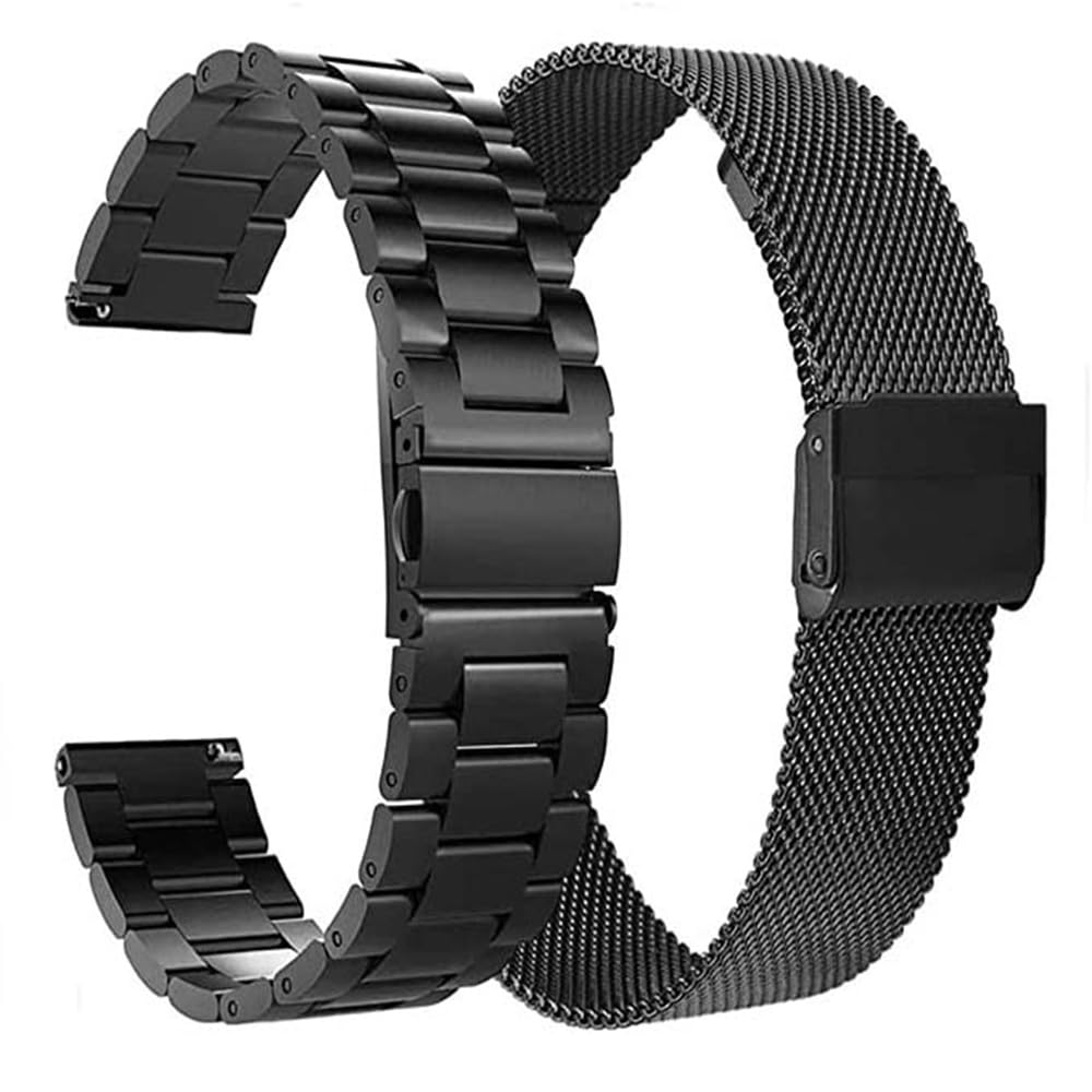 VIGOSS Metal Straps Compatible With Samsung Galaxy Watch 7 6 5 4 FE Strap 40mm 44mm for Women Men, 20mm Stainless Steel and Mesh Loop Bands for Classic 42mm 46mm 43mm 47mm/Pro 45mm, Black