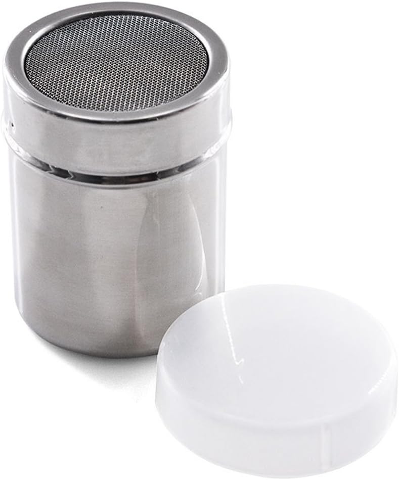 OUNONA Stainless Steel Cooking Dredges Seasoning Pepper Shaker Spice Dispenser Sugar Powder Cocoa Flour Seasoning Spice Tools Size S