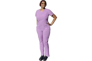 ANGIE UNIFORMS YOGAFLEX Soft & Stretchy Scrub Set for Women. Regular & PETITE. 2-Pocket Top and 5 Pocket Pants. Modern Fit.