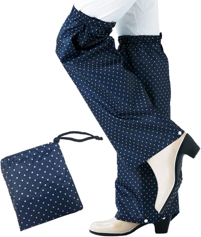 Amazon 雨 レッグカバー 雨具 レディース おしゃれ 自転車 バイク 携帯できる雨よけレッグカバー 水玉 ドッド ネイビー 巾着 水はねガード 収納ポーチ 持ち運び 携帯 軽量 コンパクト 梅雨 レインウェア レイングッズ 通勤 通学 野外フェス 旅行 雨よけ 雨除け 雨避け
